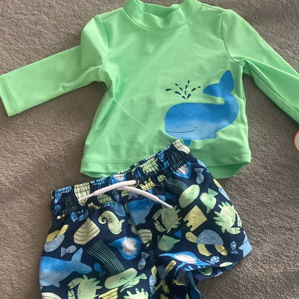 Carter's Just One You Baby Boys Long Sleeve Sealife Rash Guard Set